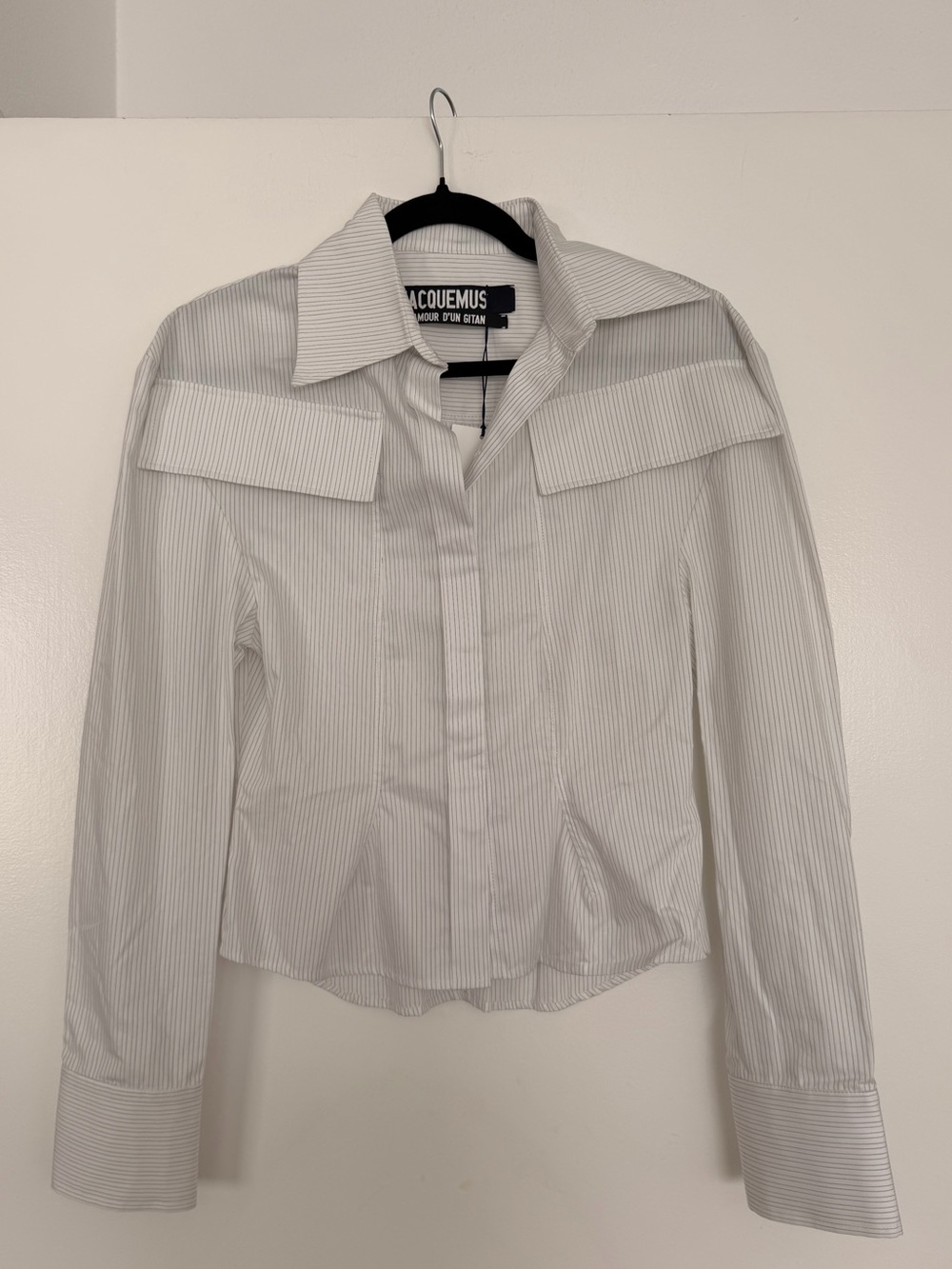 Jacquemus "La Chemise Poche" Striped Architectural Blouse – NWT - Picture 2 of 6